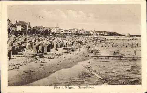 Ak Seebad Binz auf Rügen, Strandleben