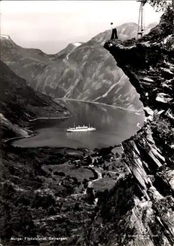 Ak Geiranger Norwegen, Flydalsjuvet, Schiff