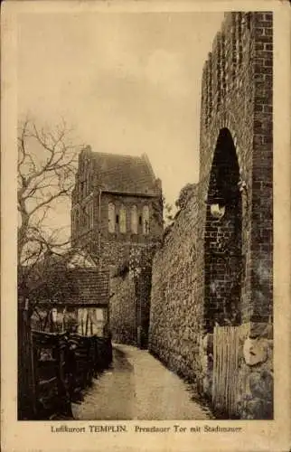 Ak Templin in der Uckermark, Prenzlauer Tor, Stadtmauer