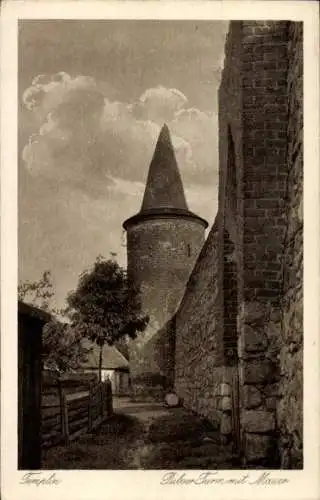 Ak Templin im Kreis Uckermark, Pulverturm, Mauer