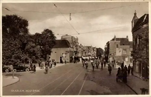 Ak Haarlem Nordholland Niederlande, Houtbrug