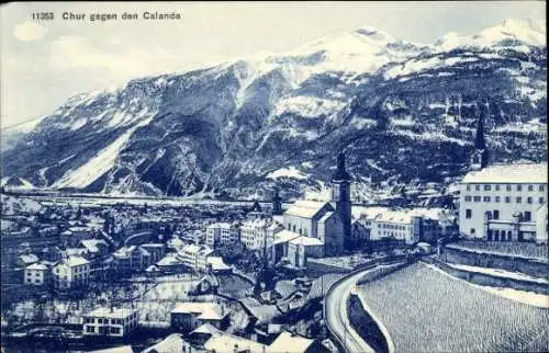 Ak Chur Kanton Graubünden, Stadt gegen den Calanda