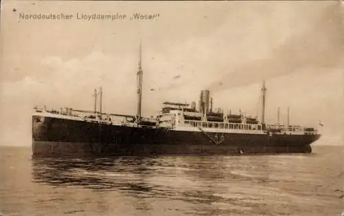 Ak Dampfer Weser, Norddeutscher Lloyd Bremen NDL