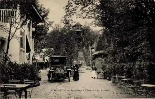 CPA Robinson Hauts de Seine, Touristes a l'Arbre des Roches