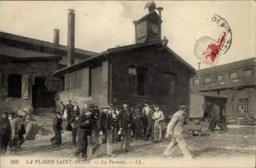 Ak La Plaine Saint Denis Seine Saint Denis, Glasfabrik, Arbeiter