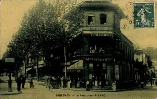 Ak Suresnes Hauts de Seine, Mont Valérien, Restaurant Ribard, Straßenansicht