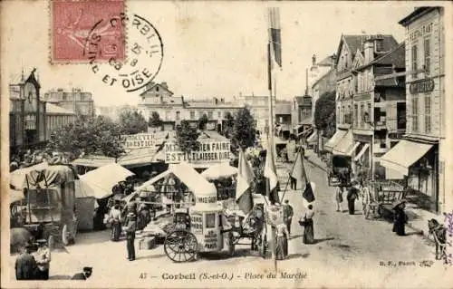 Ak Corbeil Essonne,  Place du Marché