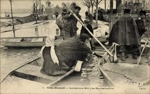 CPA Villa Draveil Essonne, Inondations 1910, La Ravitaillement