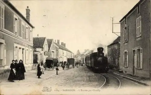 Ak Barbizon Seine et Marne,  eine kleine Ortschaft mit Kopfsteinpflasterstraße und Fachwerkhäu...