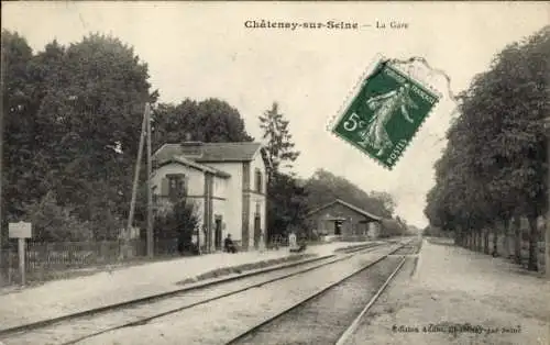 CPA Châtenay sur Seine Seine et Marne, La Gare