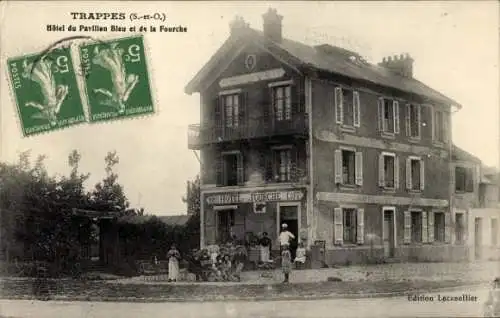 CPA Trappes-Yvelines, Hotel du Pavillon Bleu et de la Fourche