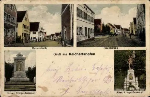 Ak Reichertshofen an der Paar Oberbayern, Herrenstraße, Hauptstraße, Kriegerdenkmal