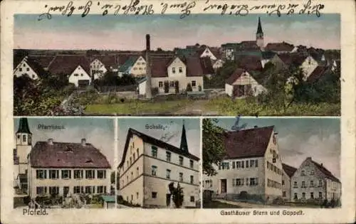 Ak Pfofeld in Mittelfranken, Pfarrhaus, Schule, Gasthaus Stern, Gasthaus Goppelt