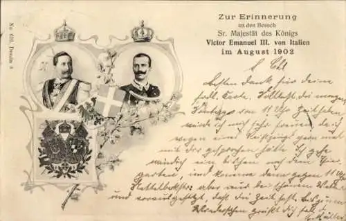 Ak Erinnerung zum Besuch Kaiser Wilhelm II in Italien, Victor Emmanuel