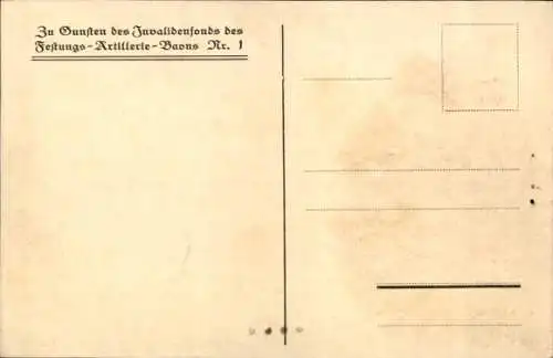 Künstler Ak Wehrschildkassette des Invalidenfonds, Festungs-Artillerie-Bataillon Nr 1