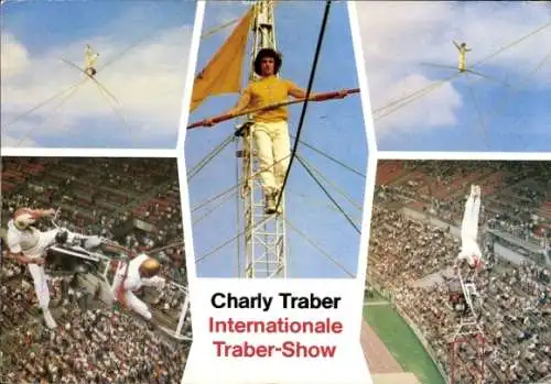 Ak Hochseilartist Charly Traber, Internationale Traber-Show, Autogramm