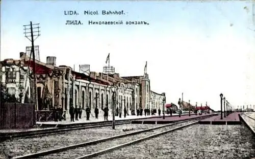 Ak Lida Weißrussland, Nikolai Bahnhof, Gleisansicht