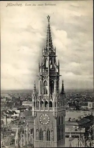 Ak München, neues Rathaus, Turm