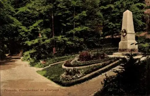 Ak Chemnitz in Sachsen, Clausdenkmal im Stadtpark