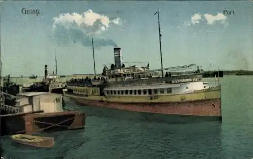 Ak Galati Rumänien, Dampfschiff im Hafen