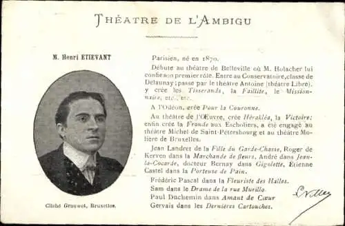 Ak Schauspieler M. Henri Etievant, Portrait