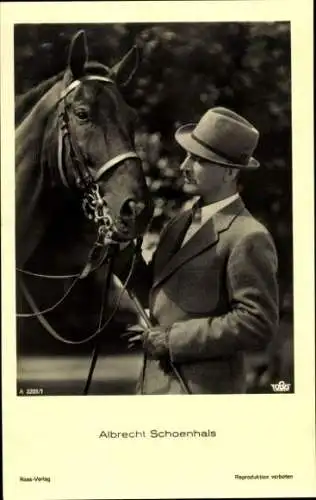 Ak Schauspieler Albrecht Schoenhals, Portrait, Pferd, Ross Verlag A 3205/1