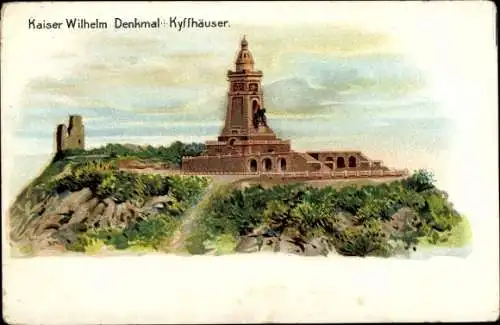 Litho Kyffhäuserland Thüringen, Kaiser Wilhelm Denkmal