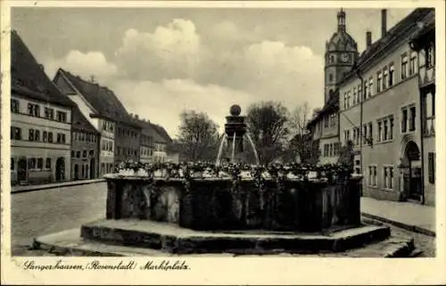 Ak Sangerhausen am Südharz, Marktplatz, Brunnen