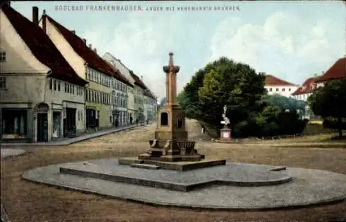 Ak Bad Frankenhausen am Kyffhäuser Thüringen, Anger mit Herrmann´s Brunnen