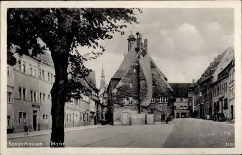 Ak Sangerhausen am Südharz, Markt, Kirchenspitzen, Häuserreihen