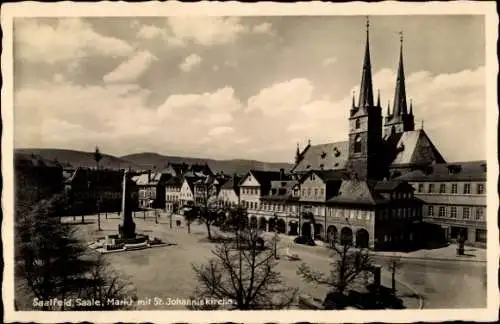 Ak Saalfeld an der Saale Thüringen, Markt, Johanniskirche