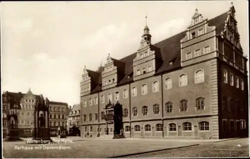 Ak Lutherstadt Wittenberg, Rathaus, Denkmäler