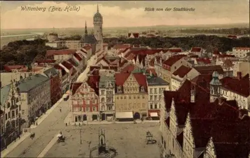 Ak Lutherstadt Wittenberg, Gesamtansicht, Blick von der Stadtkirche