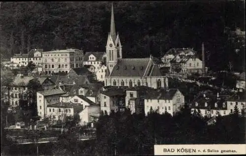 Ak Bad Kösen Naumburg an der Saale, Blick auf den Ort von der Saline aus, Kirche