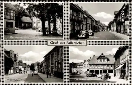 Ak Fallersleben, Denkmalplatz, Bahnhofstraße, Marktstraße