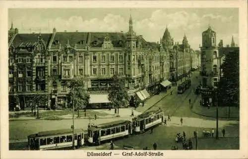 Ak Düsseldorf am Rhein, Graf Adolf Strasse, Straßenbahn