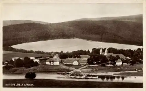 Ak Bursfelde Hann. Münden in Niedersachsen, Panorama, Oberweser-Dampfschifffarts-Ges., Hameln