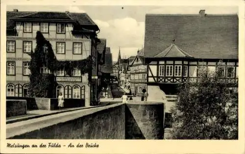 Ak Melsungen in Hessen, Brücke, Häuser