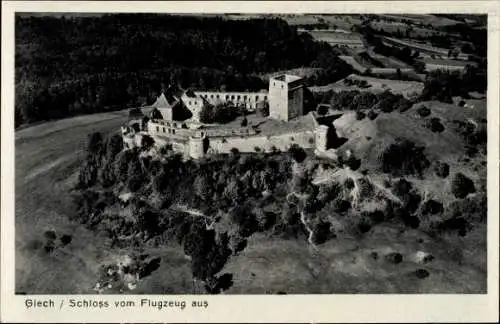 Ak Schesslitz Scheßlitz in Oberfranken, Giechburg, Schlossruine Giech, Fliegeraufnahme