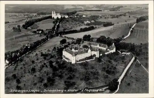 Ak Ellwangen an der Jagst Württemberg, Schönenberg, Kloster, Fliegeraufnahme