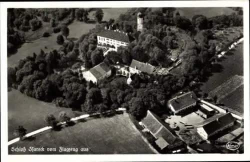 Ak Isareck Wang in Oberbayern, Schloss Isareck, Fliegeraufnahme