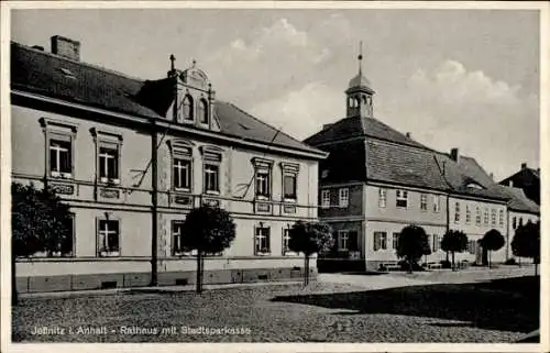 Ak Raguhn Jeßnitz im Kreis Anhalt Bitterfeld, Rathaus, Stadtsparkasse