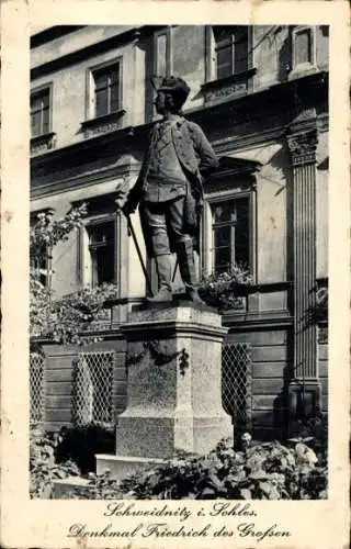 Ak Świdnica Schweidnitz Schlesien, Denkmal Friedrich des Großen