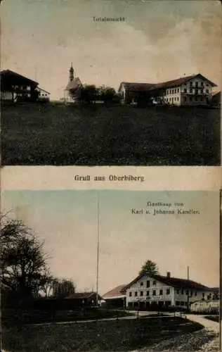 Ak Oberbiberg Oberhaching Oberbayern, Gesamtansicht, Gasthaus