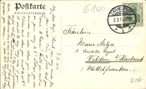 Ak Darmstadt in Hessen, Blick in die Kirchstraße, Geschäft Gustav Egner