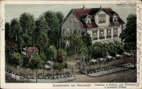 Ak Kranichstein Darmstadt in Hessen, Gasthaus und Pension zur Wartburg