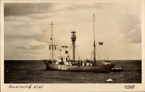 Ak Feuerschiff Kiel, Schifffahrtszeichen, Leuchtturm