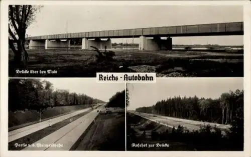 Ak Reichs-Autobahn Frankfurt am Main - Darmstadt, Brücke, Mainzerstraße, Anfahrt, Eingeweiht 1935