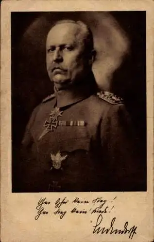 Ak General Erich Friedrich Wilhelm Ludendorff, Ohne Opfer kein Sieg, Ludendorff Spende, Orden