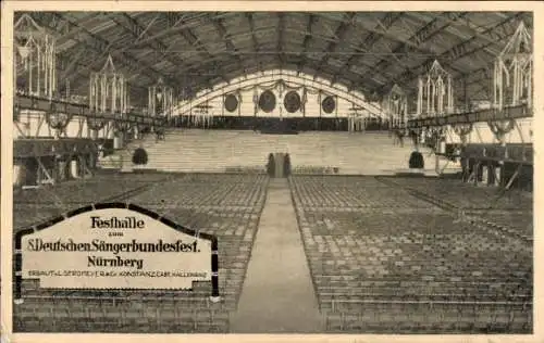 Ak Nürnberg in Mittelfranken Bayern, Festhalle zum 8. Deutschen Sängerbundesfest 1912